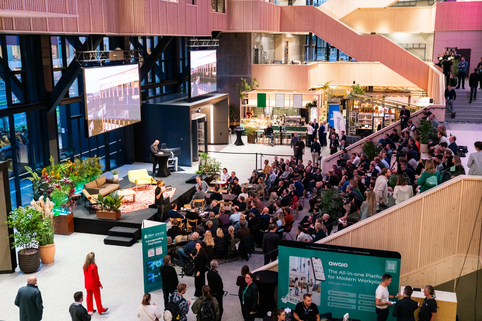 Event hall with the Awaio stand at Proptech Summit Oslo