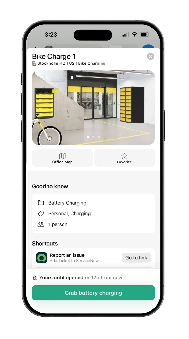 Booking a battery charging locker in the Awaio app