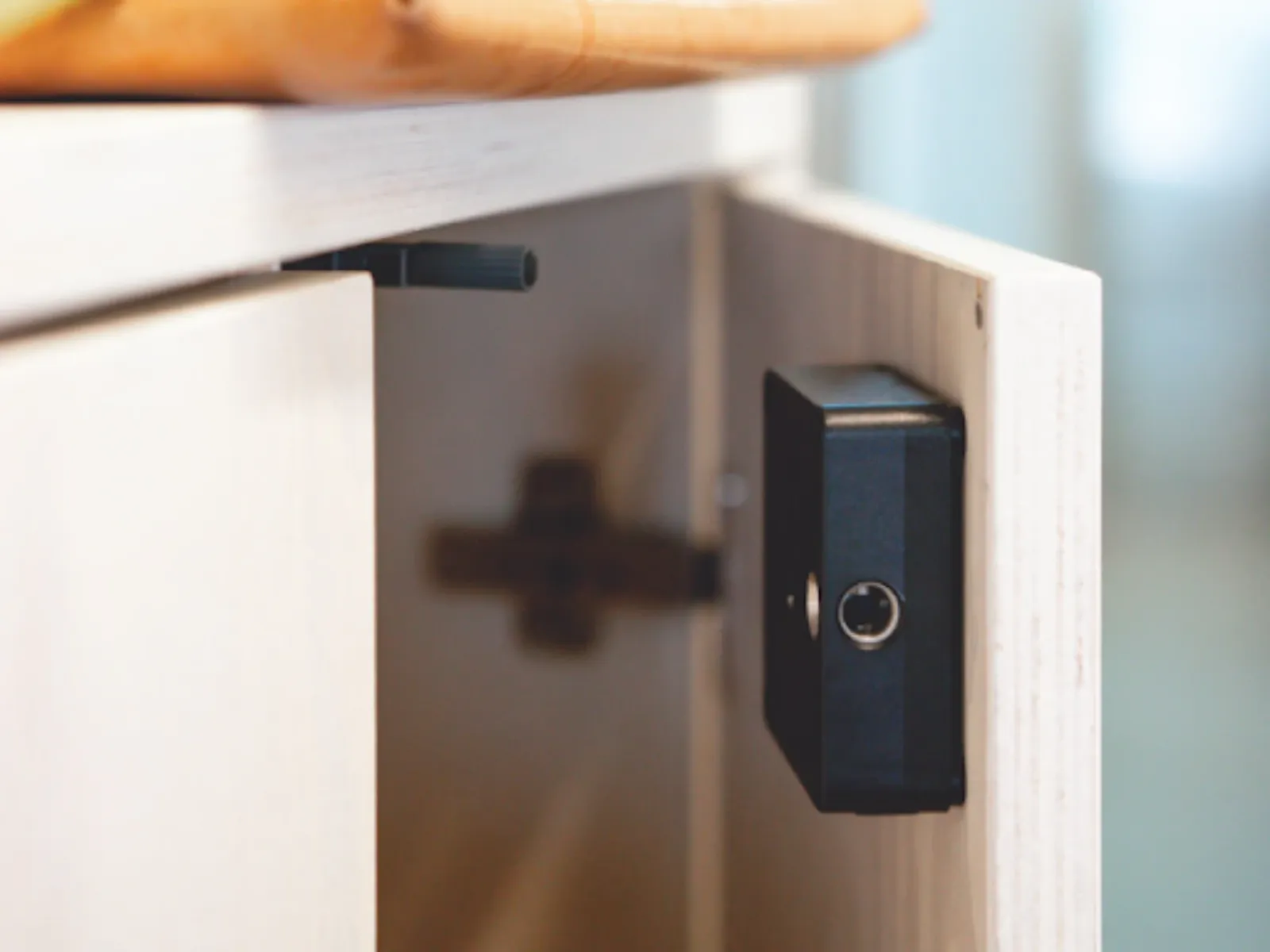Awaio smart locker system installed in office cabinet