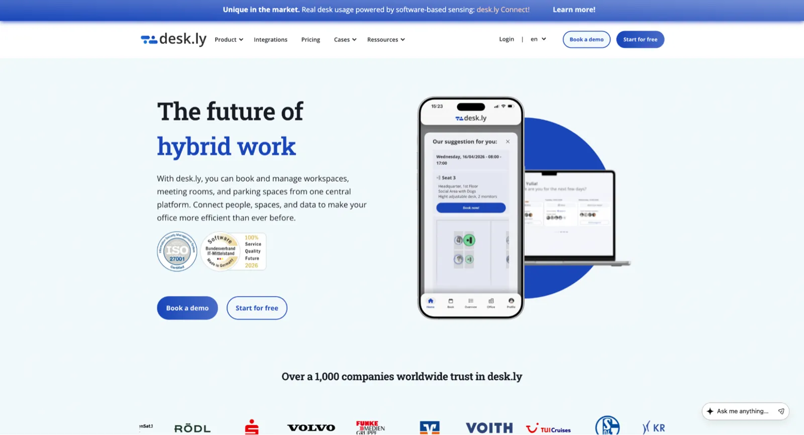 Deskly interactive office map with desk booking