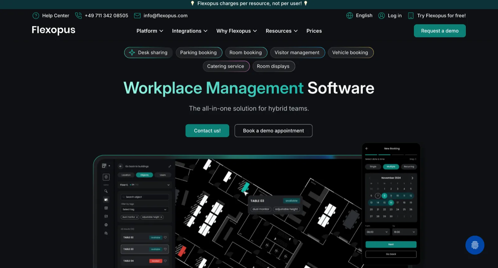 Flexopus workplace management interface