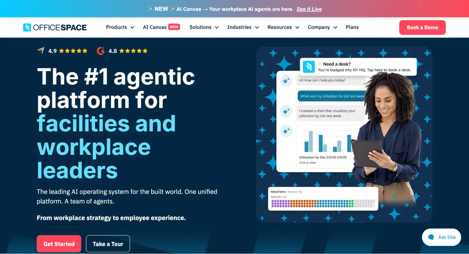 OfficeSpace agentic platform for facilities and workplace leaders homepage