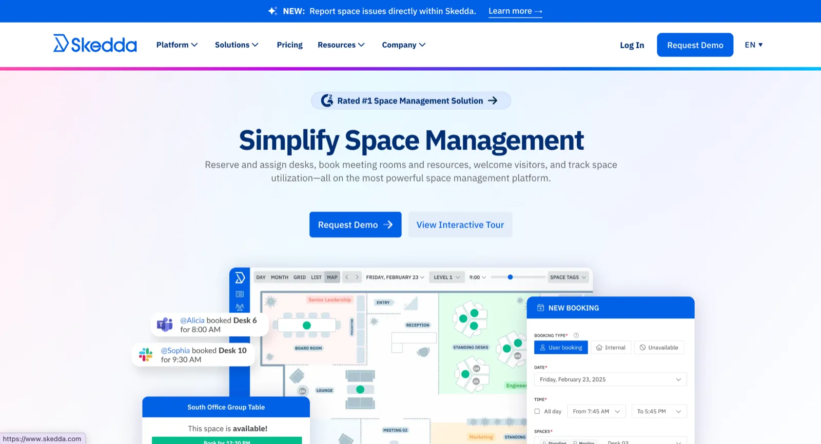 Skedda workplace management interface