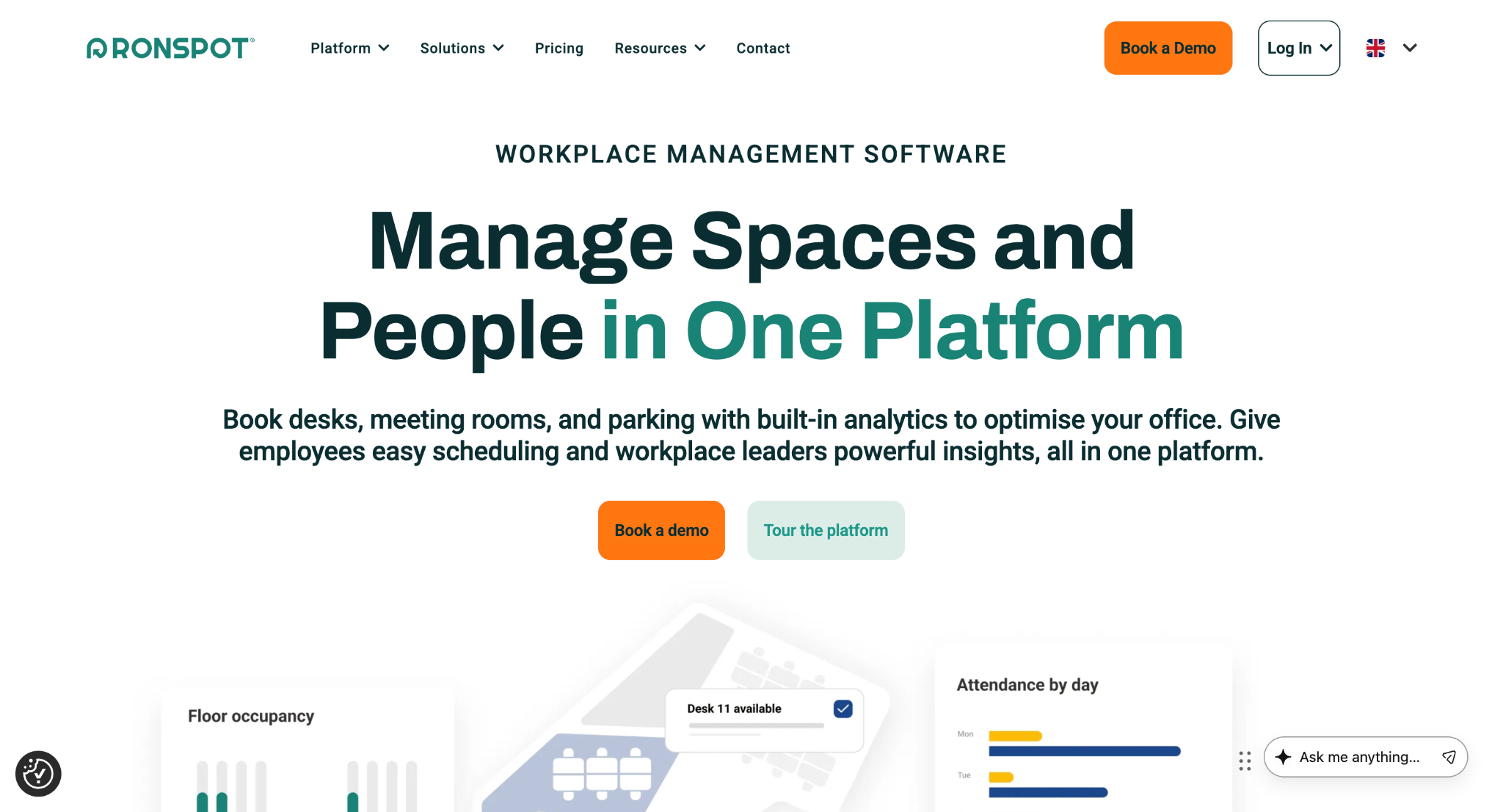 Ronspot booking and utilisation dashboard