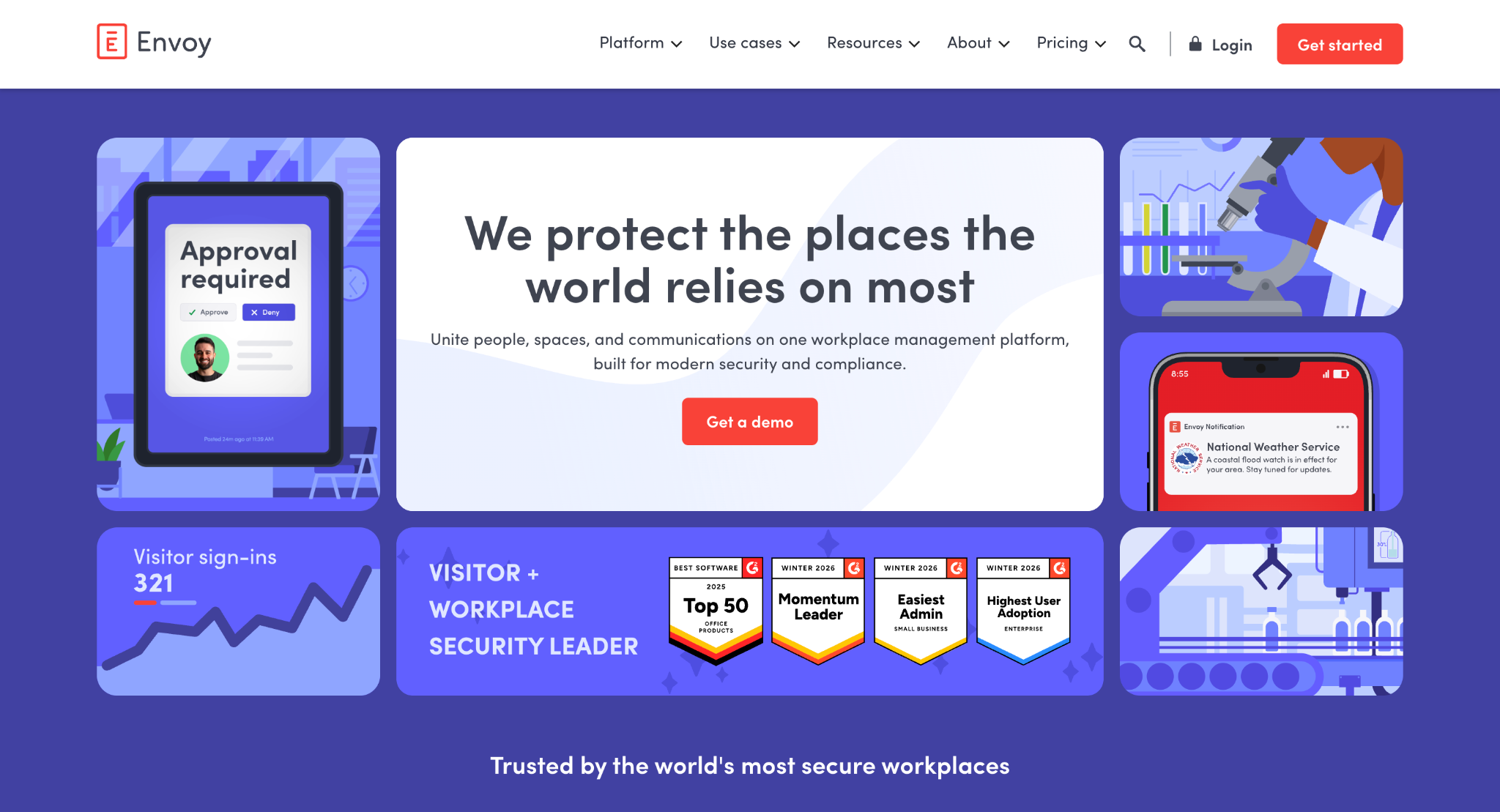Envoy homepage: workplace security and visitor management platform