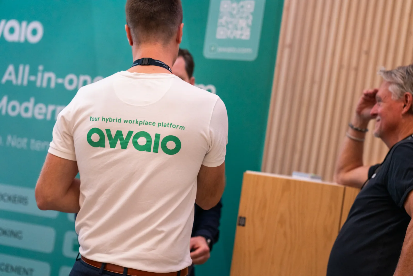 An Awaio team member at the Awaio stand at Oslo Proptech Summit 2025