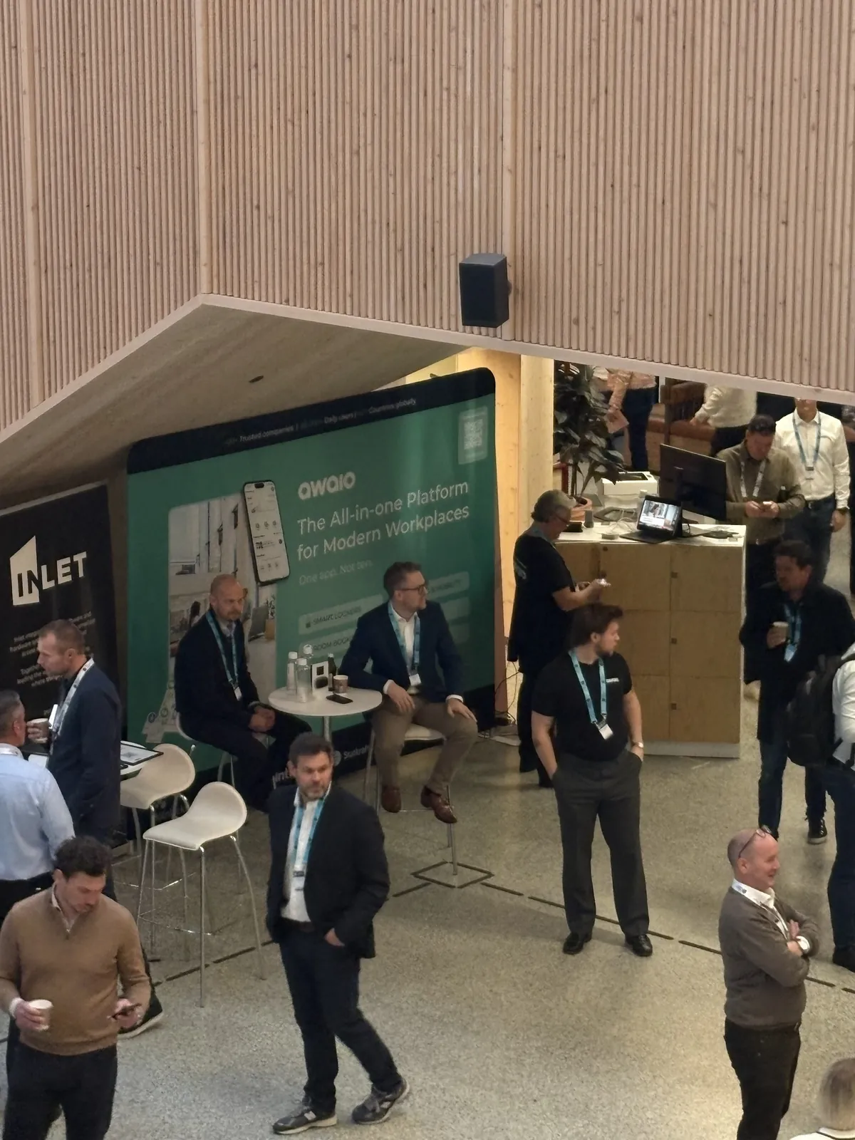 A busy moment at the Awaio stand at Oslo Proptech Summit 2026