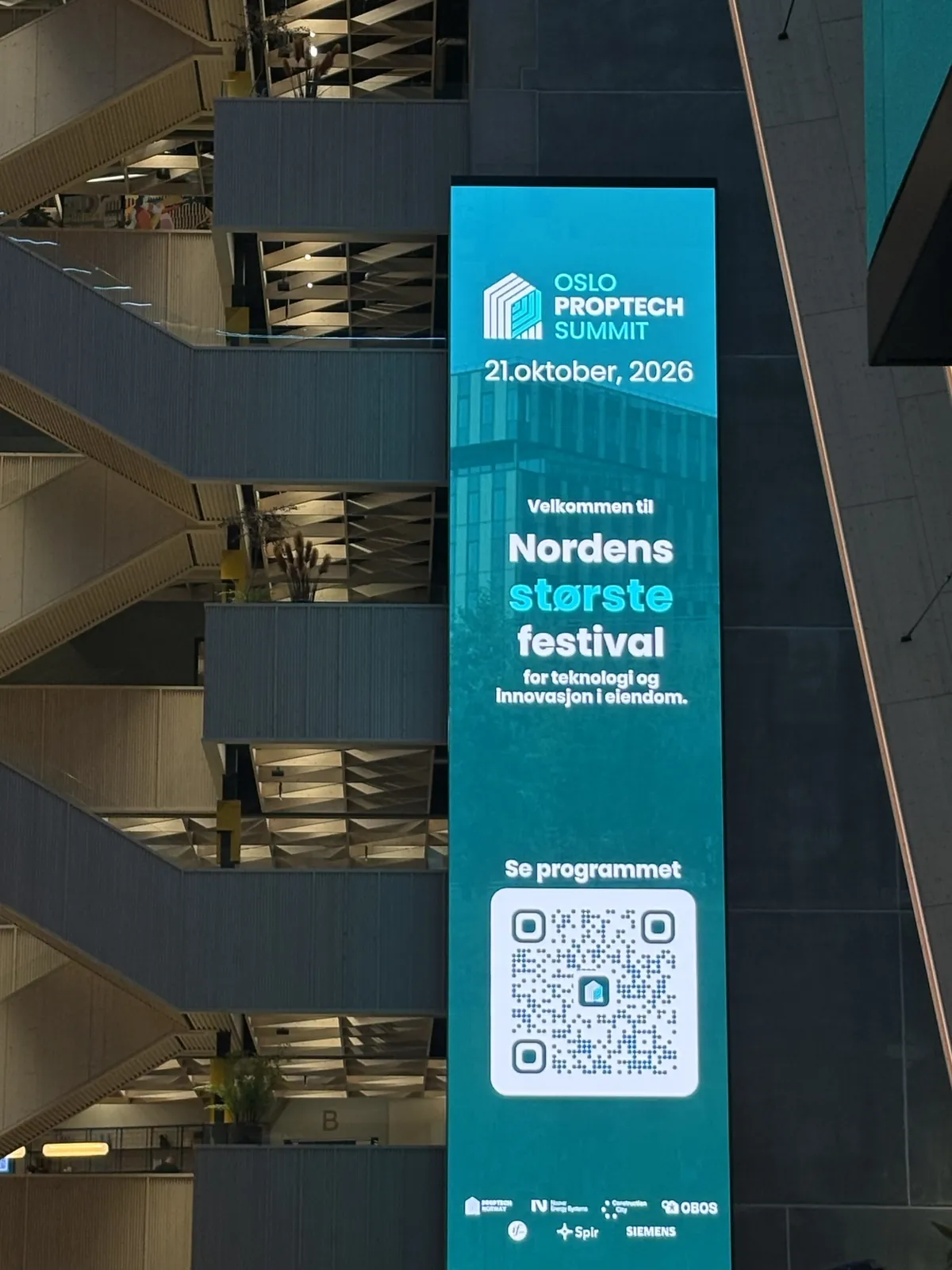 Welcome screen for Oslo Proptech Summit, Nordens største festival for teknologi og innovasjon i eiendom, 21 October 2026