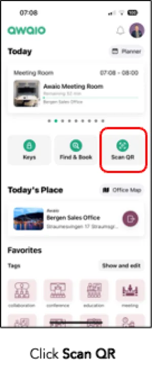 Tap Scan QR on the homescreen