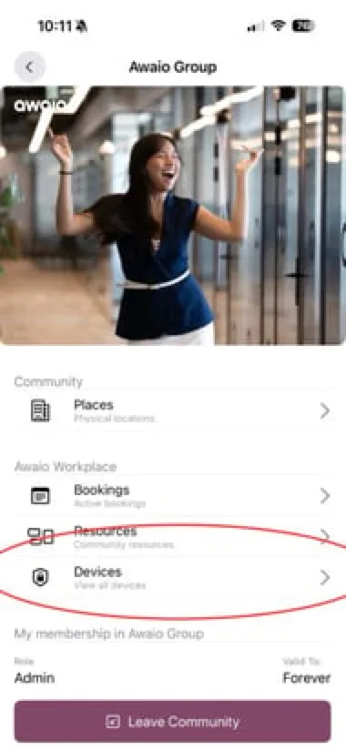 Open the Devices view in the app