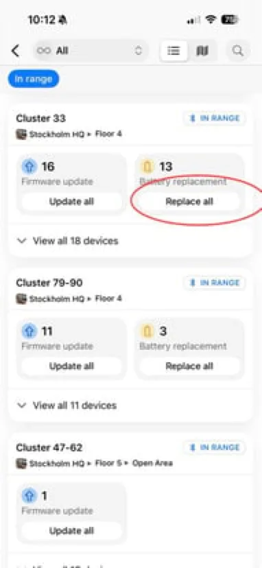 Find the lock that needs a battery update