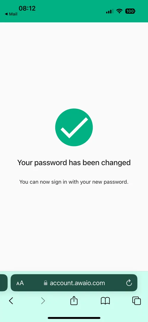 Choose new password screen