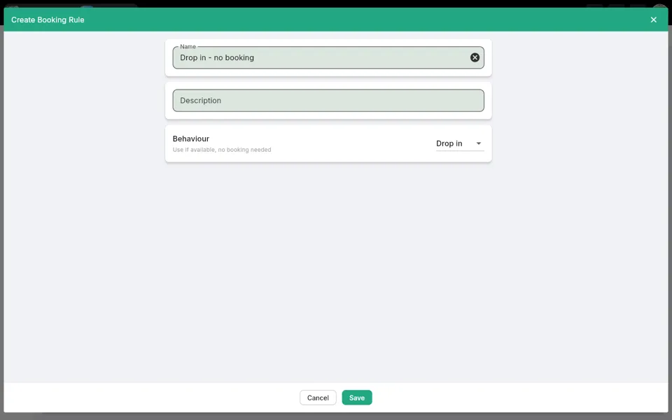 Step 2: Drop in - no booking template opened in the rule editor