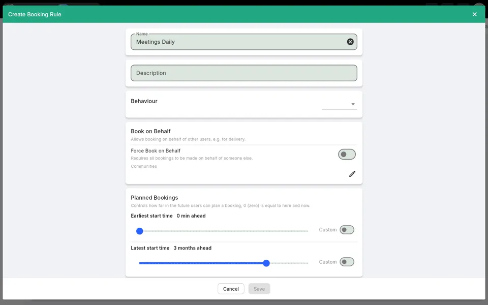 Step 5: Meetings Daily template opened in the rule editor
