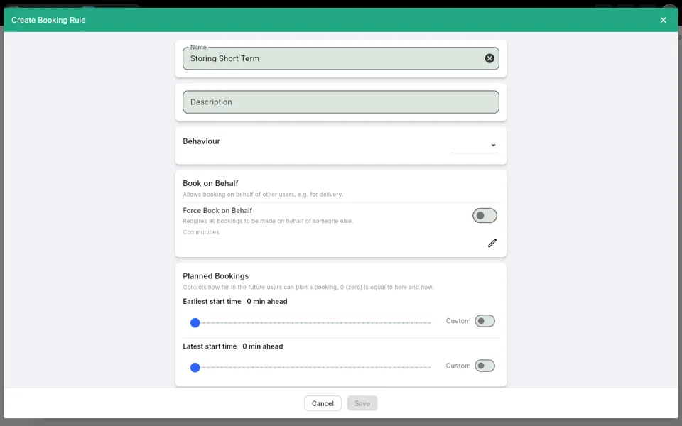 Step 7: Storing Short Term template opened in the rule editor
