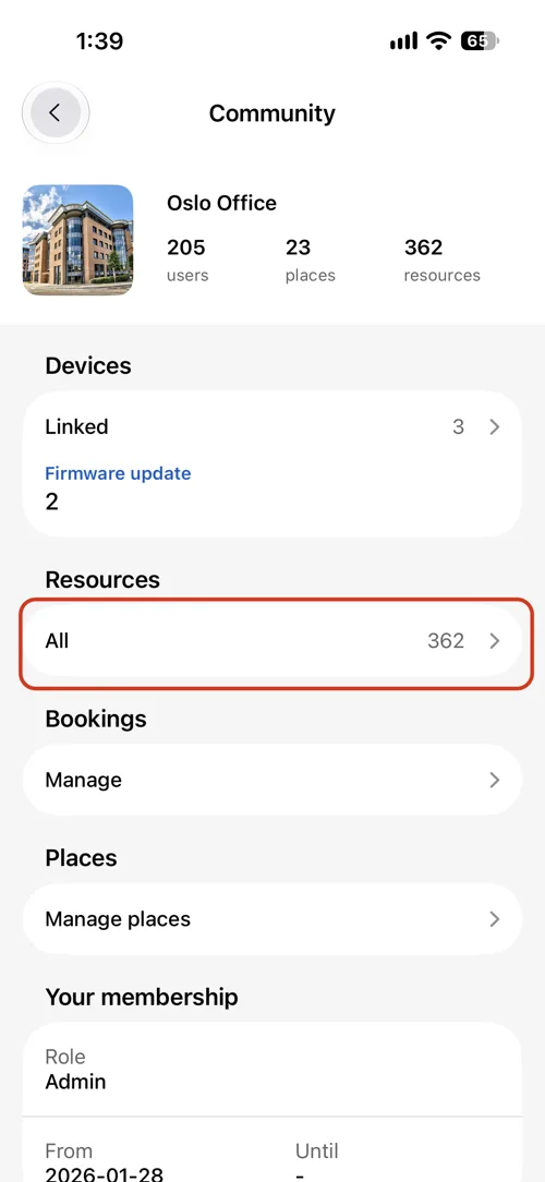 Tap Resources in the community screen