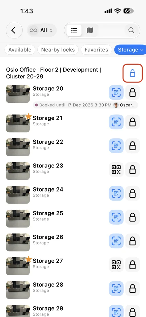 Find the cluster and tap the lock icon