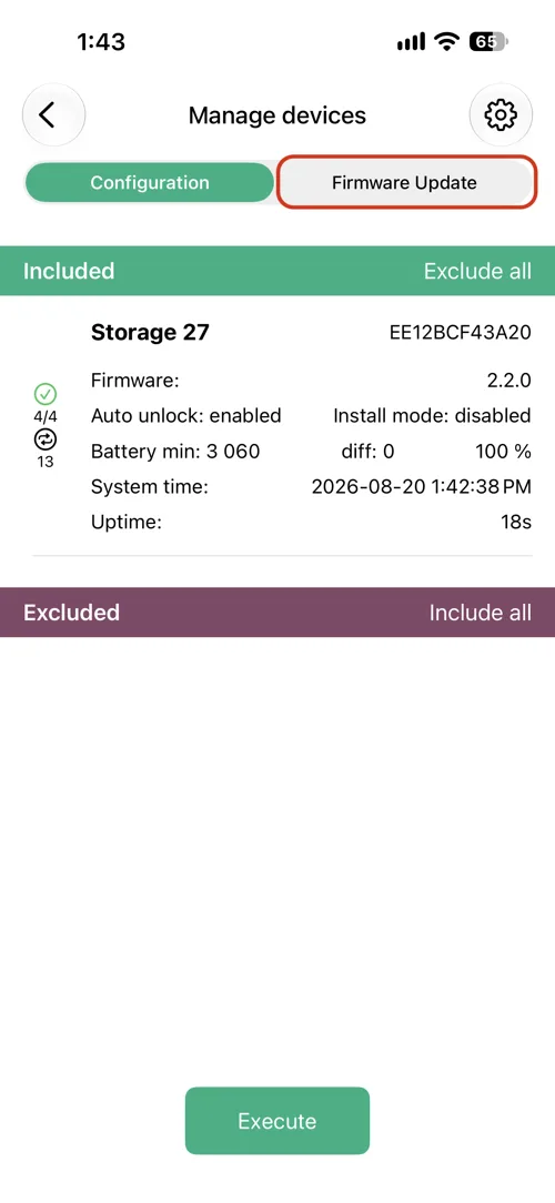 Switch to the Firmware Update tab