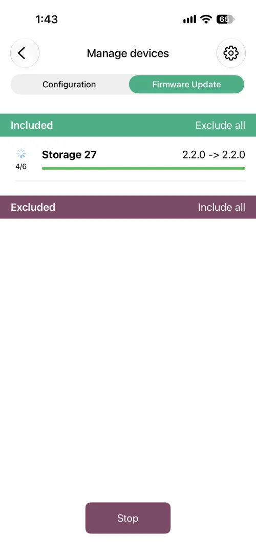 Firmware update progress shown for a lock in the cluster