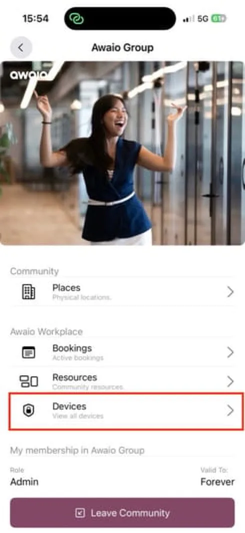 Tap Devices to view available clusters