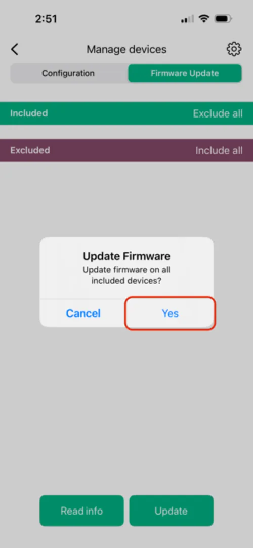Click Yes to confirm the cluster update