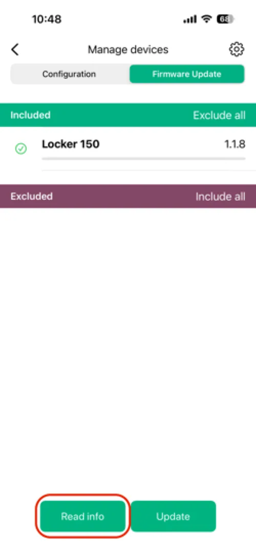 Click Read Info to sync firmware data