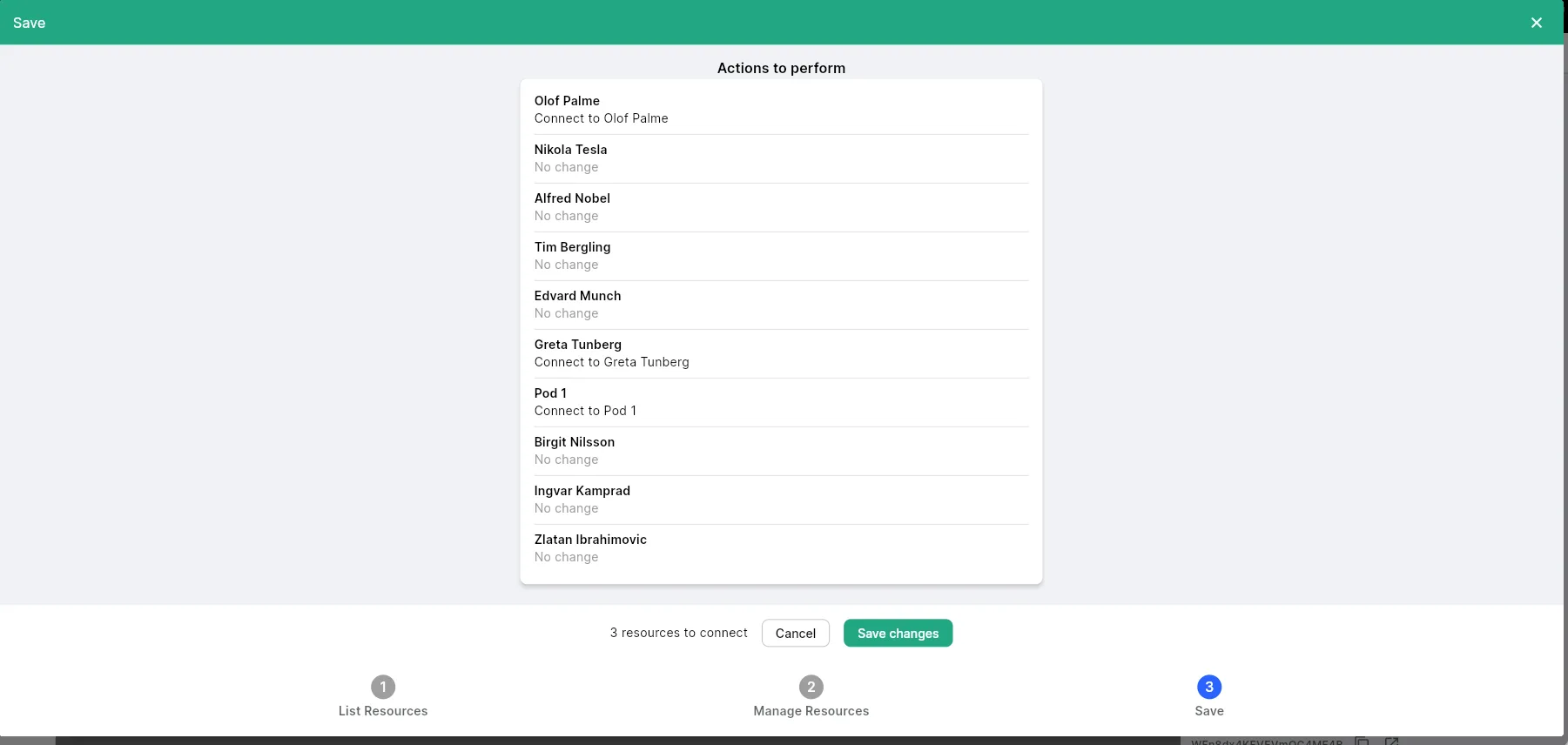 Save step listing the actions to perform before saving