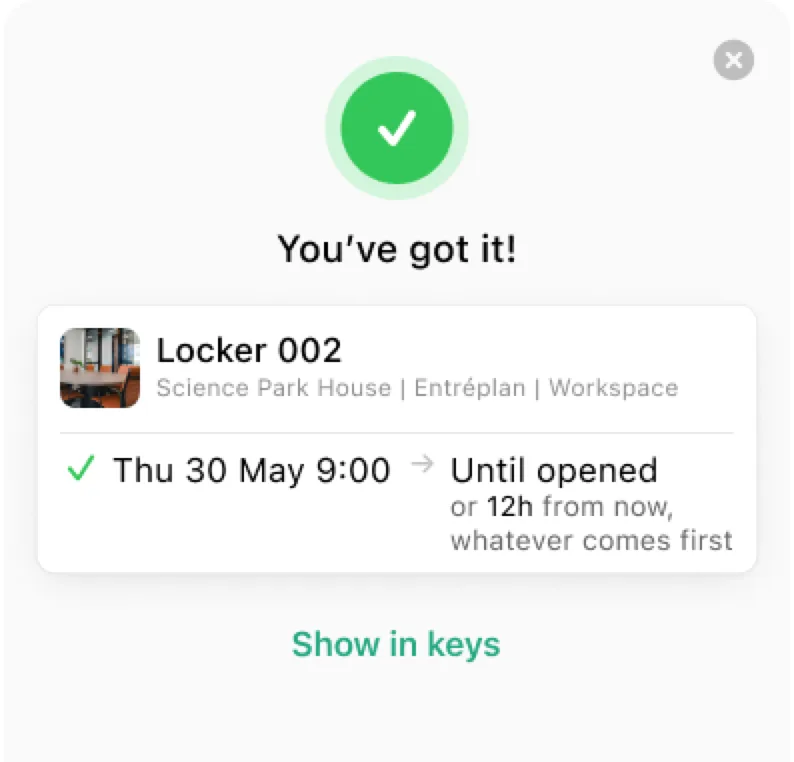 Booking confirmation slideover