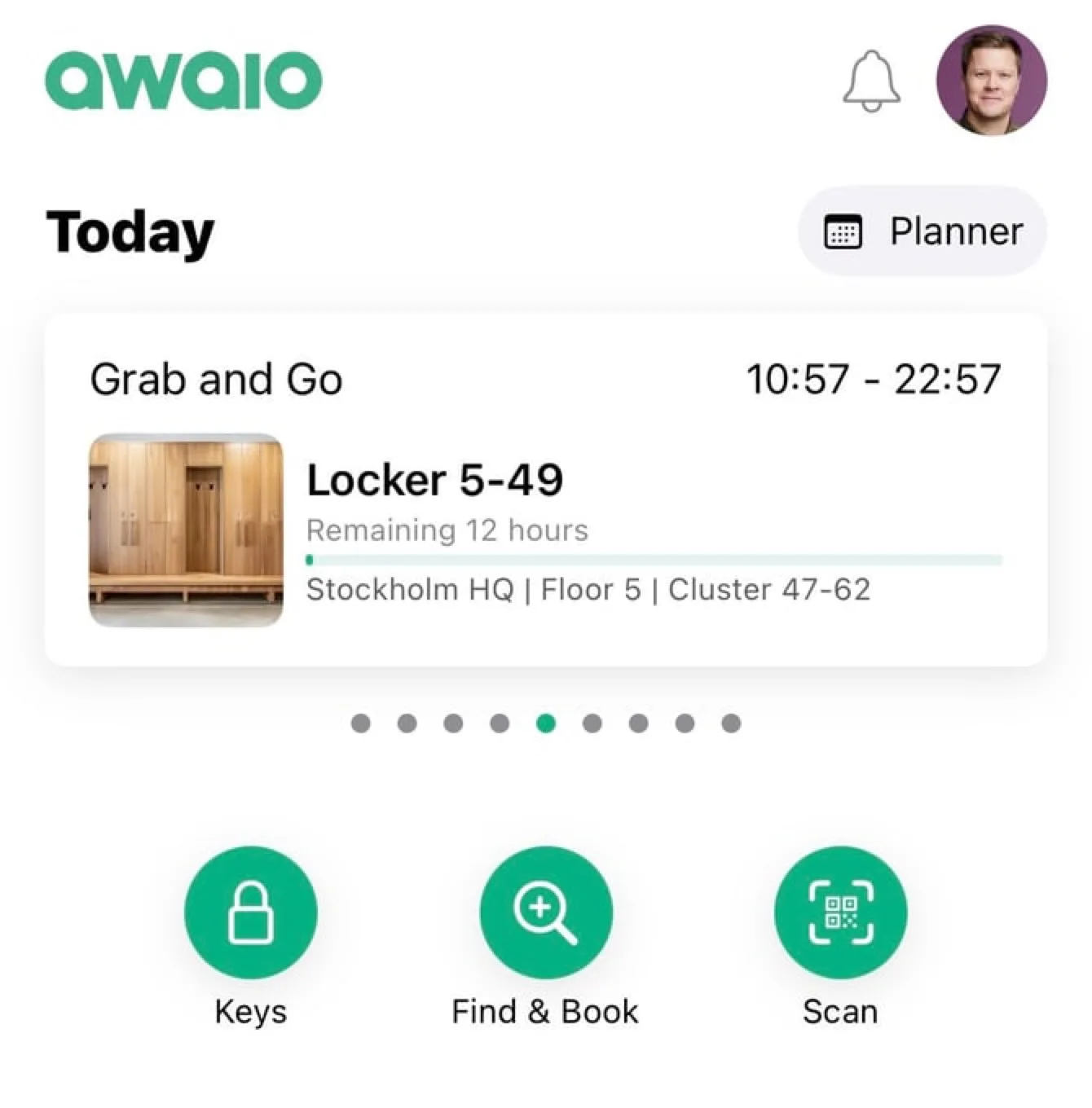 Locker view from homescreen