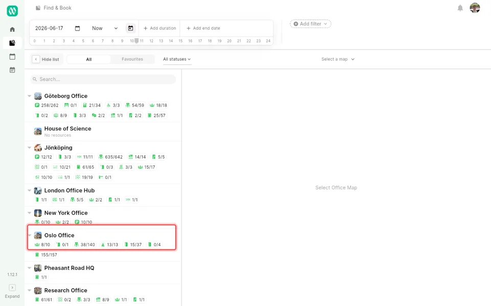 Click Oslo Office to expand and reveal View map button