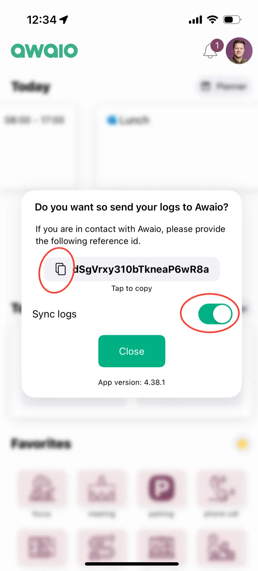 Unique ID generated for sending to support