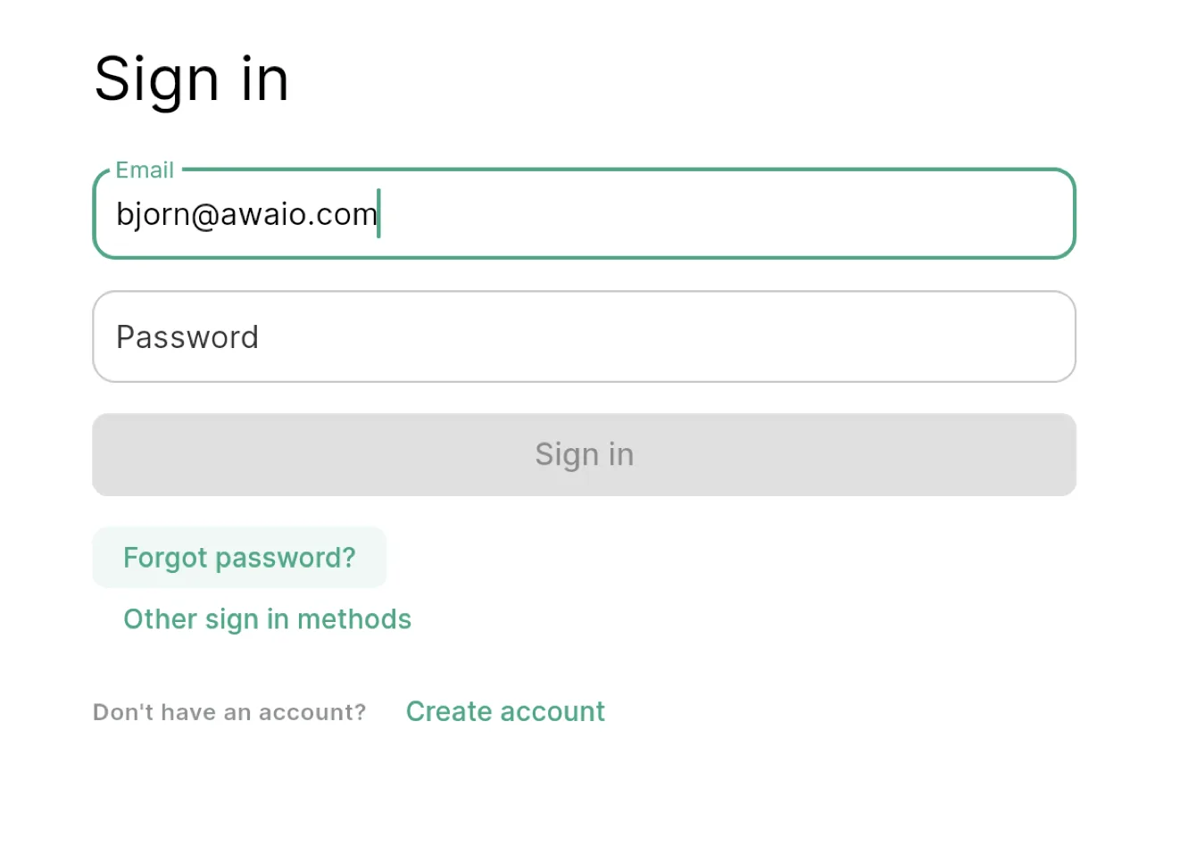 Forgot password on desktop sign-in screen
