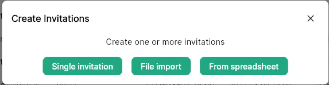 Create Invitations dialog with From Spreadsheet option