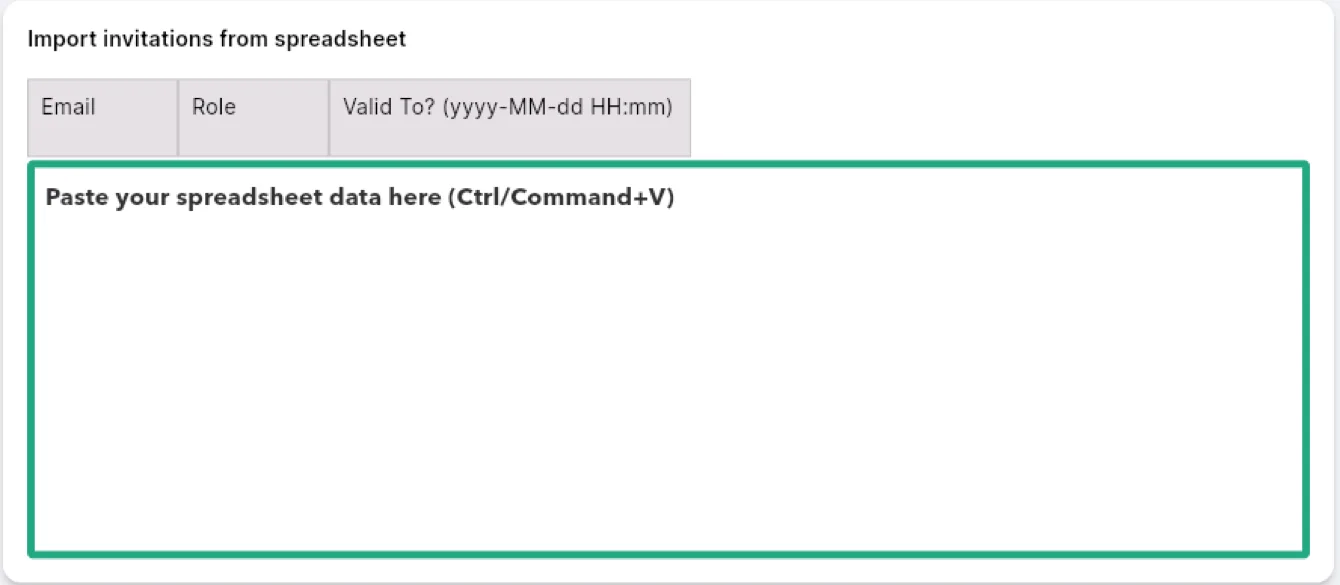 Paste spreadsheet data into the import area