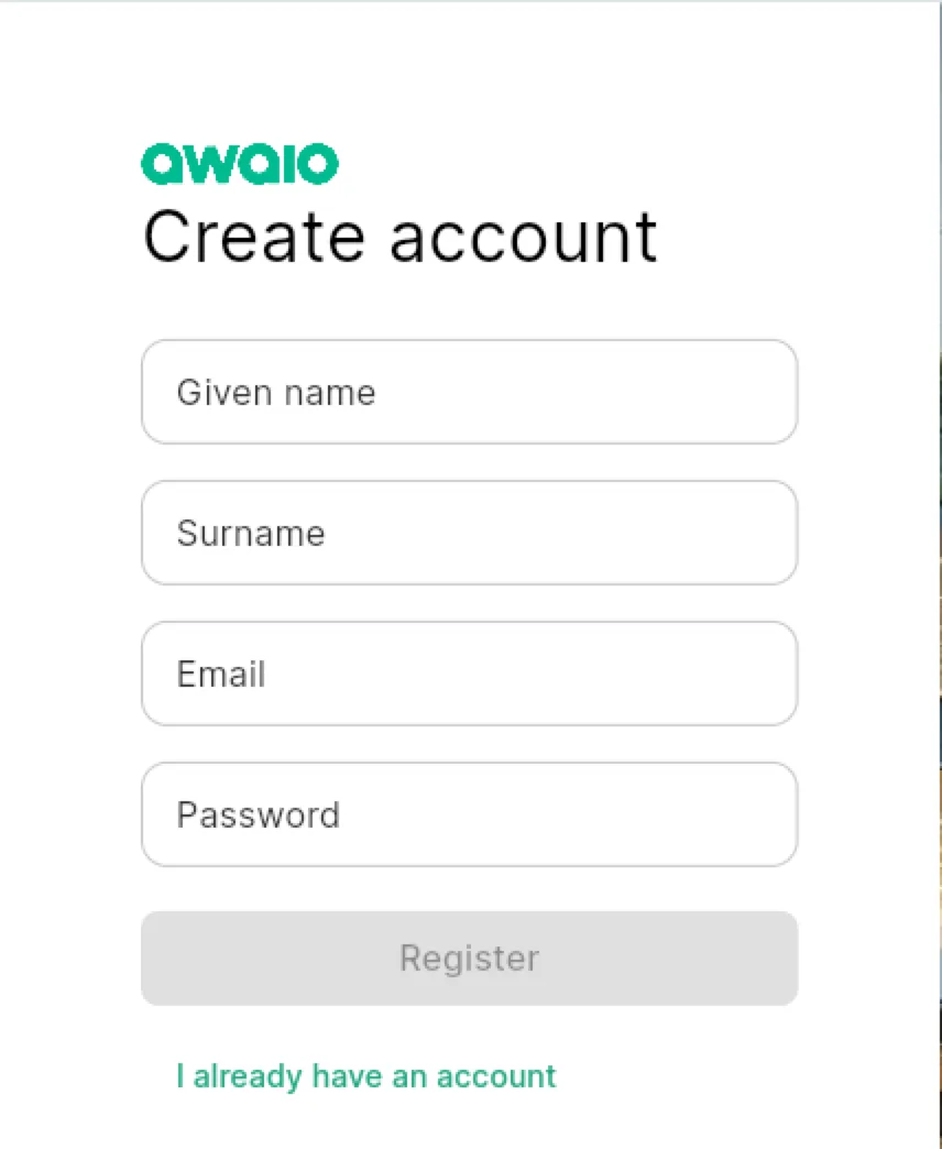 Enter name, email and password