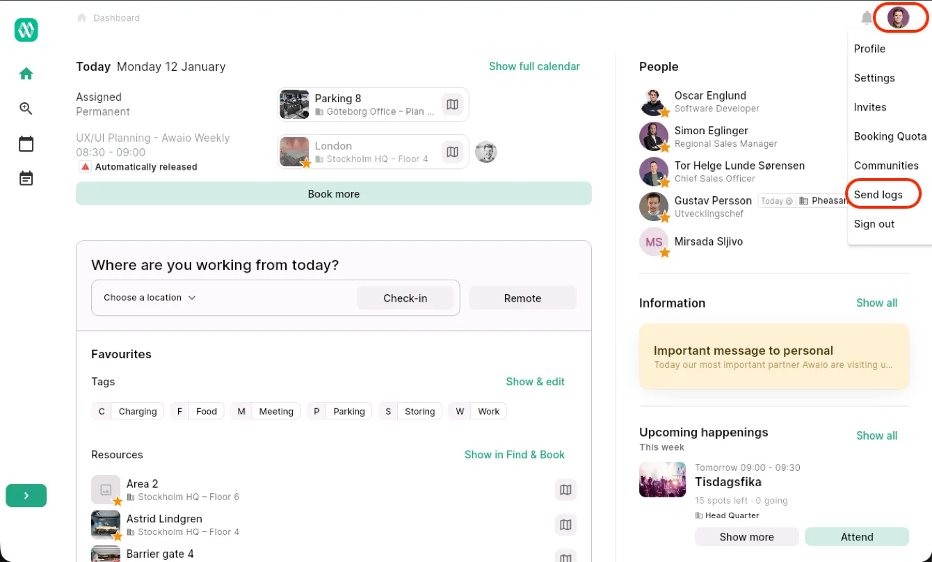 Sync logs activation screen