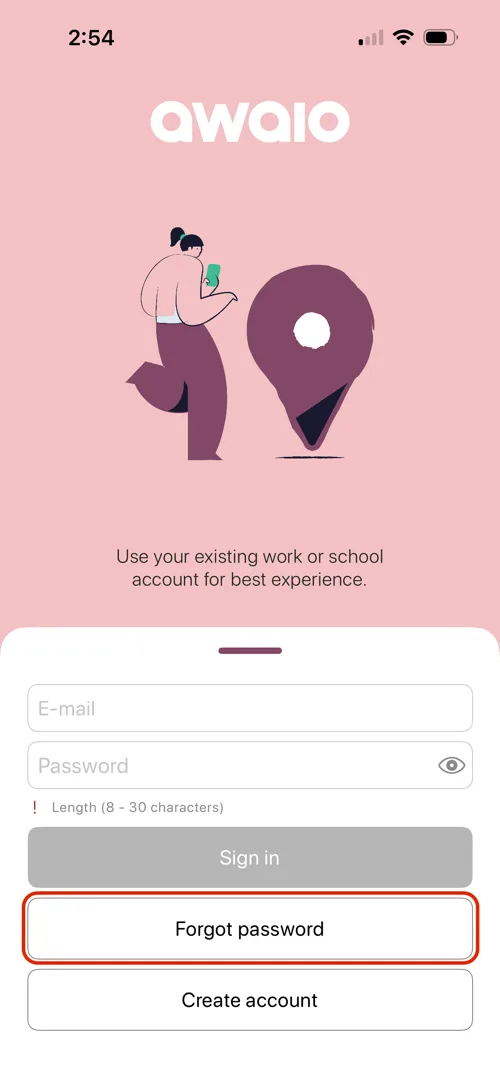 Forgot password link