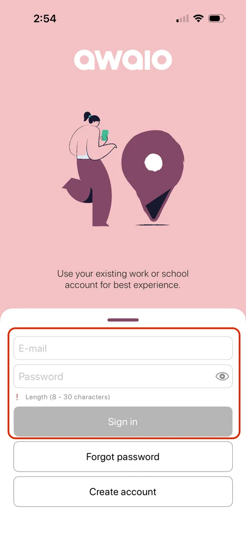 Sign in with new password