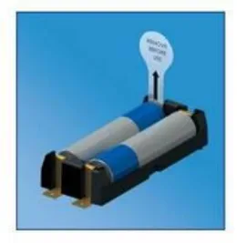Pull the battery insulation tab to activate the lock
