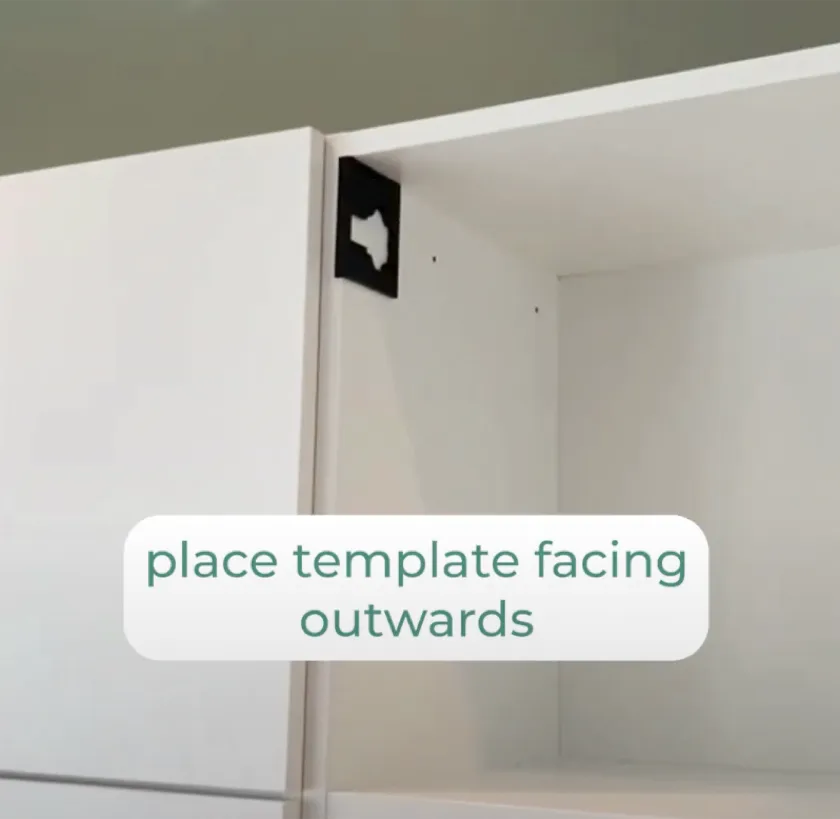 Template placed in the upper corner of the locker