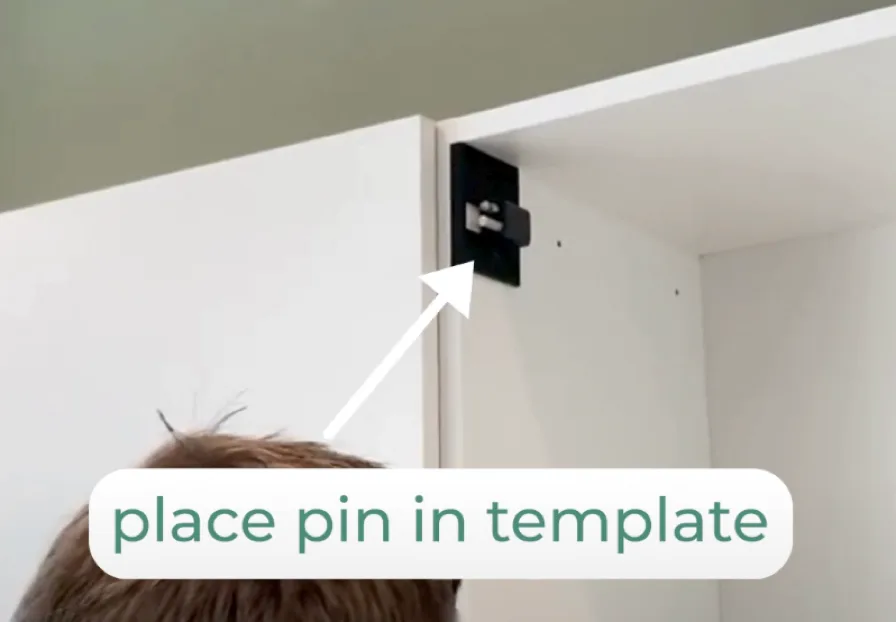 Pin inserted into the template