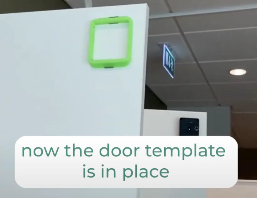 Template firmly attached to locker door