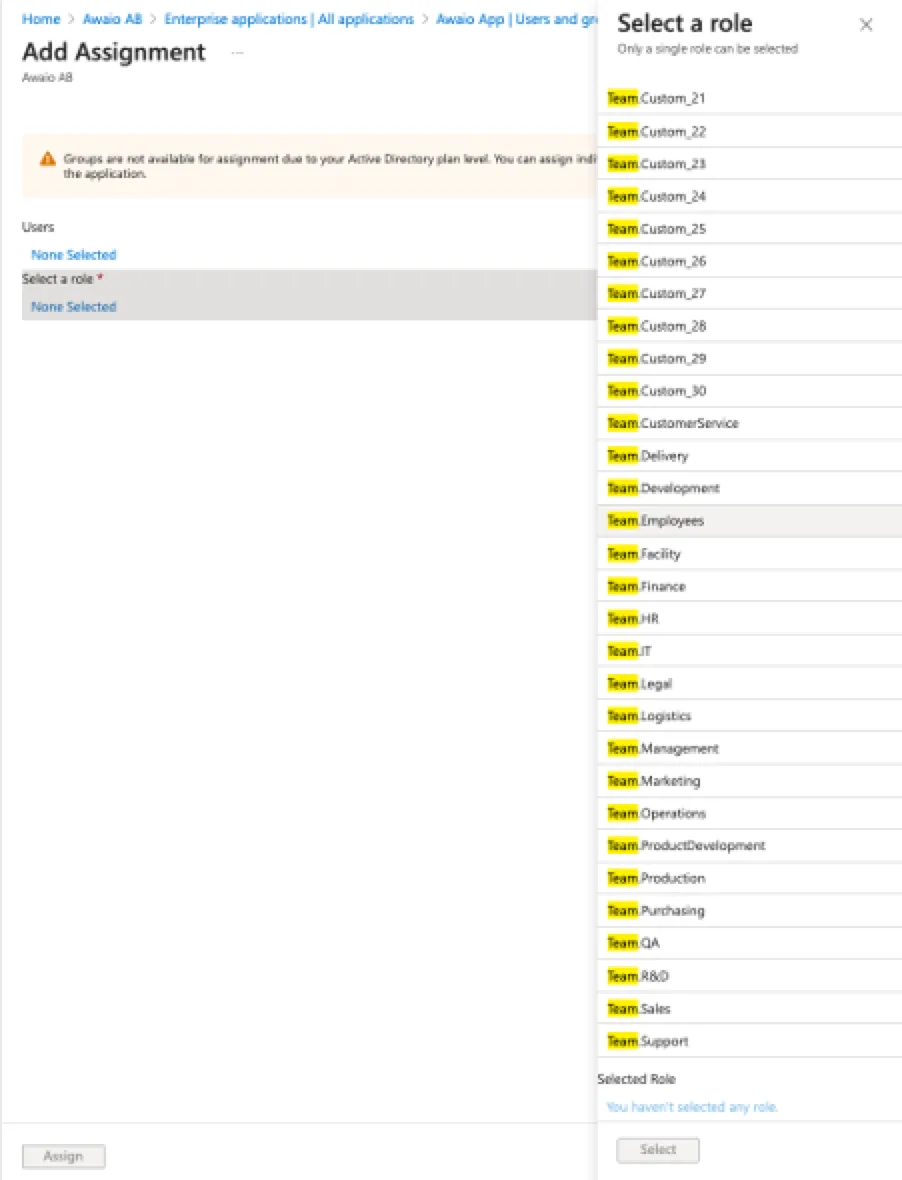 Attribute mapping configuration