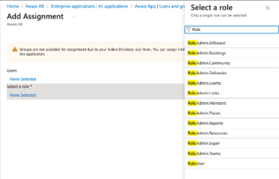 User role management settings