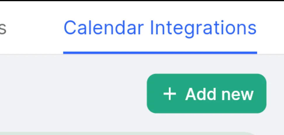 Add new button on the Calendar Integrations page