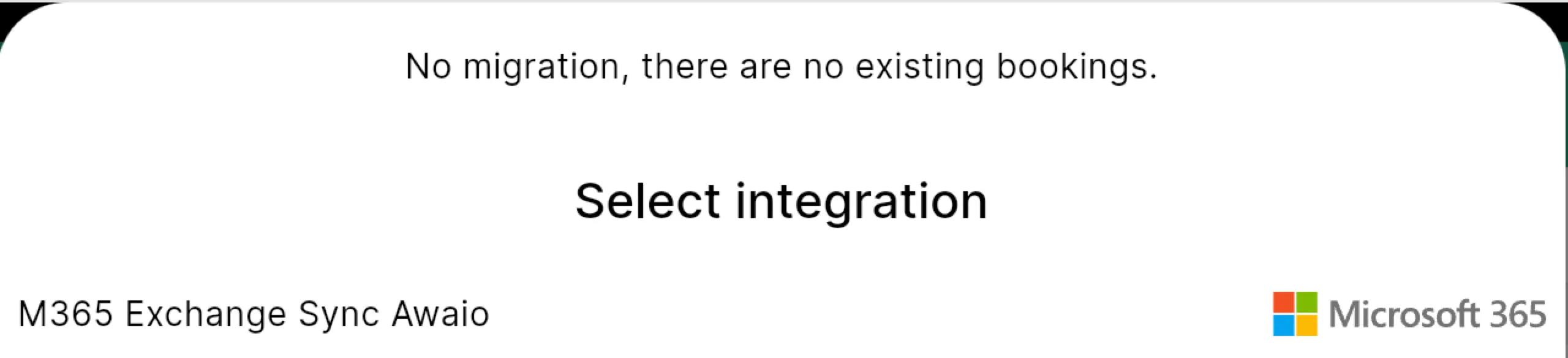 Select integration dialog listing the Microsoft 365 integration