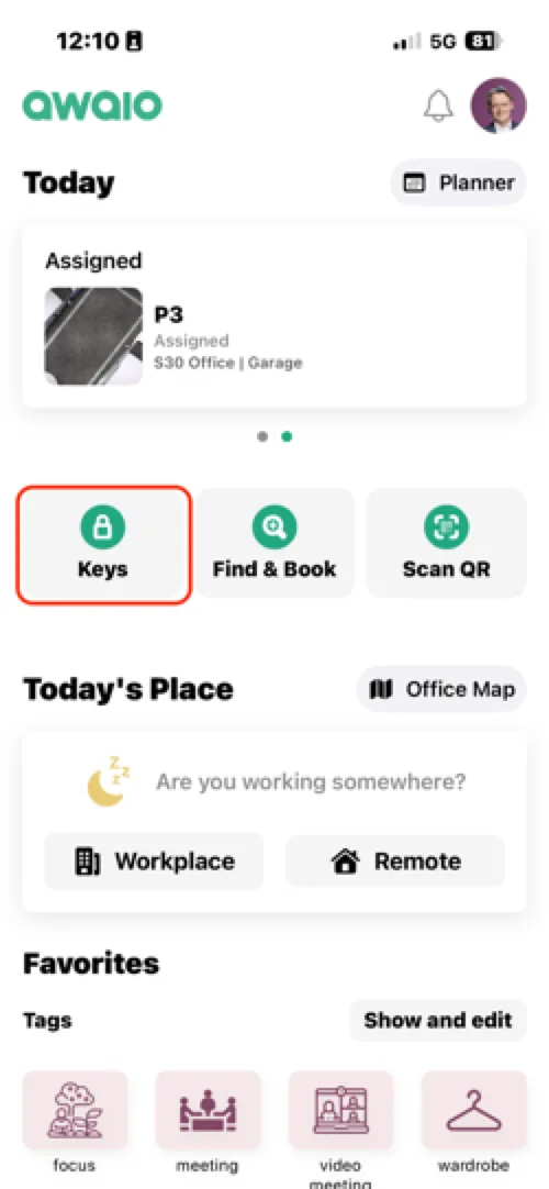 Tap Keys on the home screen