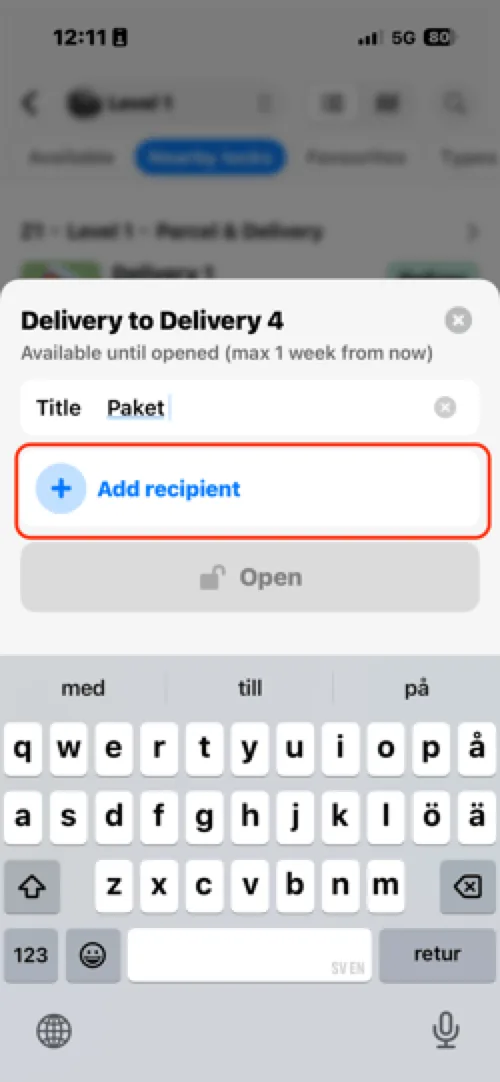 Search and select delivery recipients