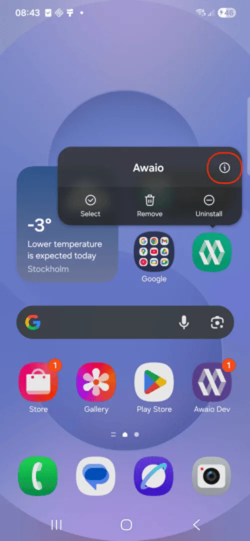 Open Awaio App Info