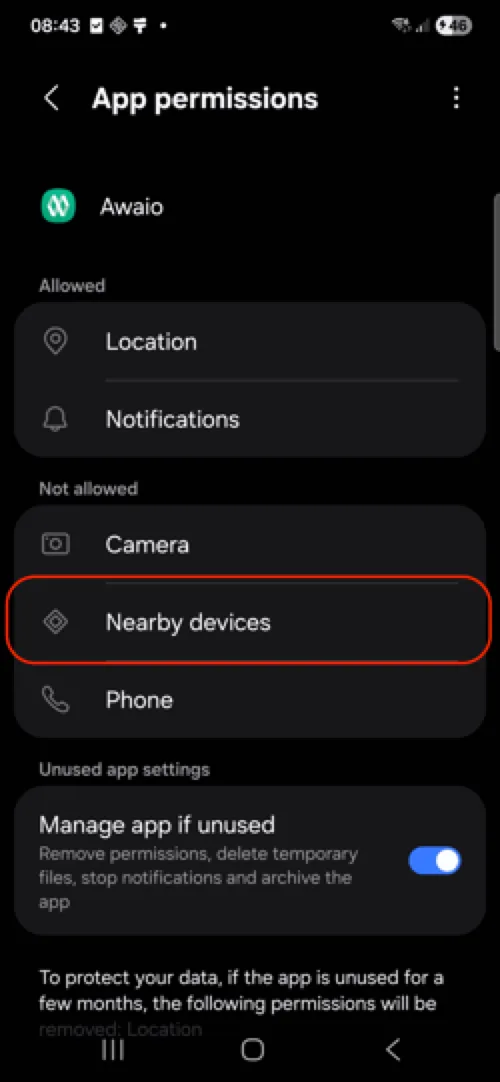 Select Nearby devices